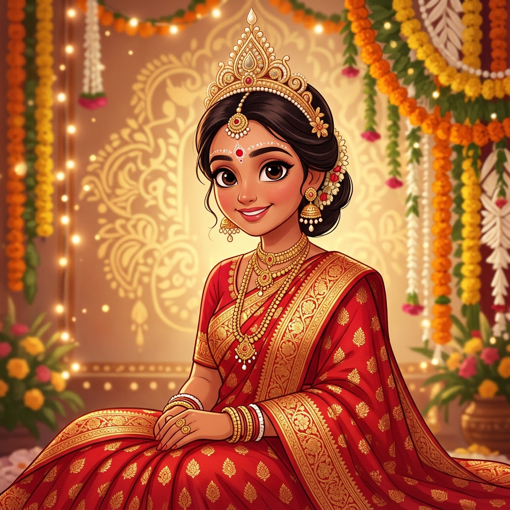 Animated Cartoon portrait of Bride Shampa Kundu